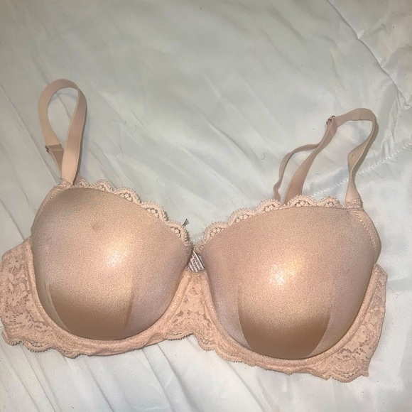 Victoria Secret Shimmer Dream Angels Line Demi Lace Trim Nude Bra - Picture 1 of 4